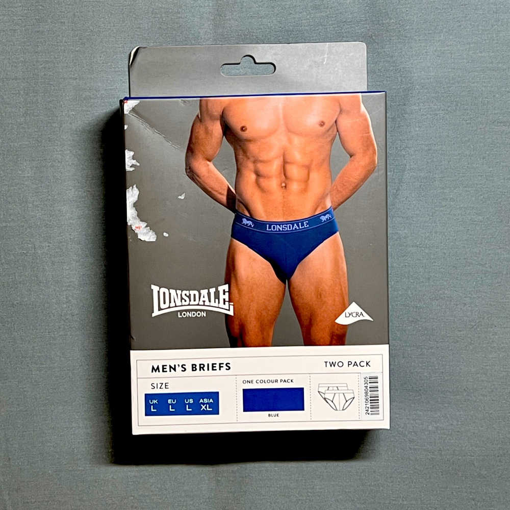 2-pack blue Lonsdale briefs, size L